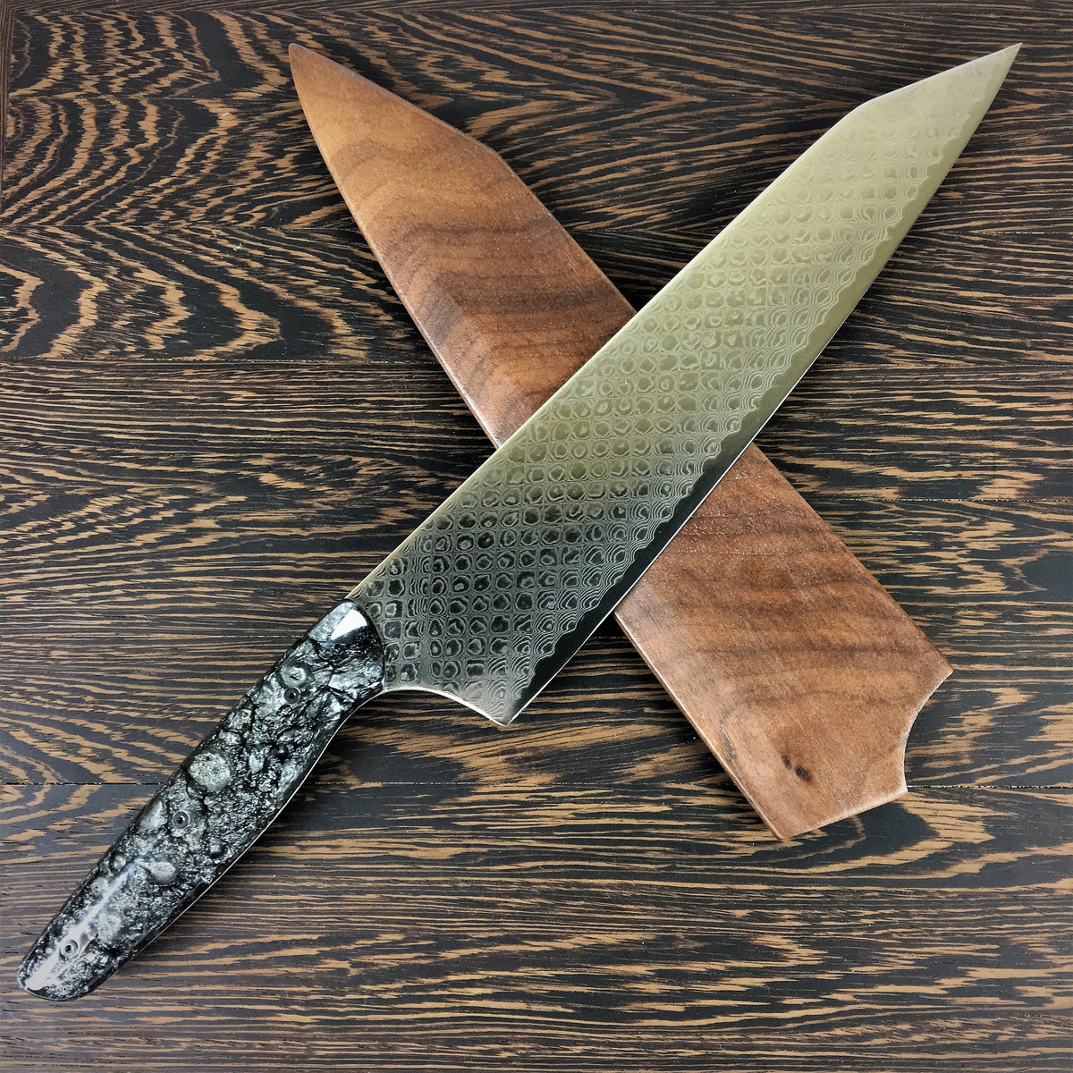 Lunatic - 10in (254mm) Crater Damascus Gyuto knife - Lunar @wkrmn Handle