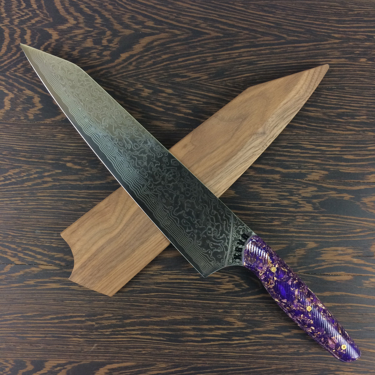 Fat Tuesday - 10in Damascus Gyuto - Pattern - Wavy Handle