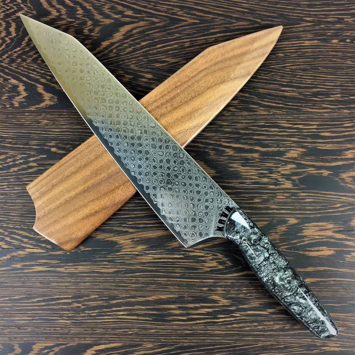 Lunatic - 10in (254mm) Crater Damascus Gyuto knife - Lunar @wkrmn Handle