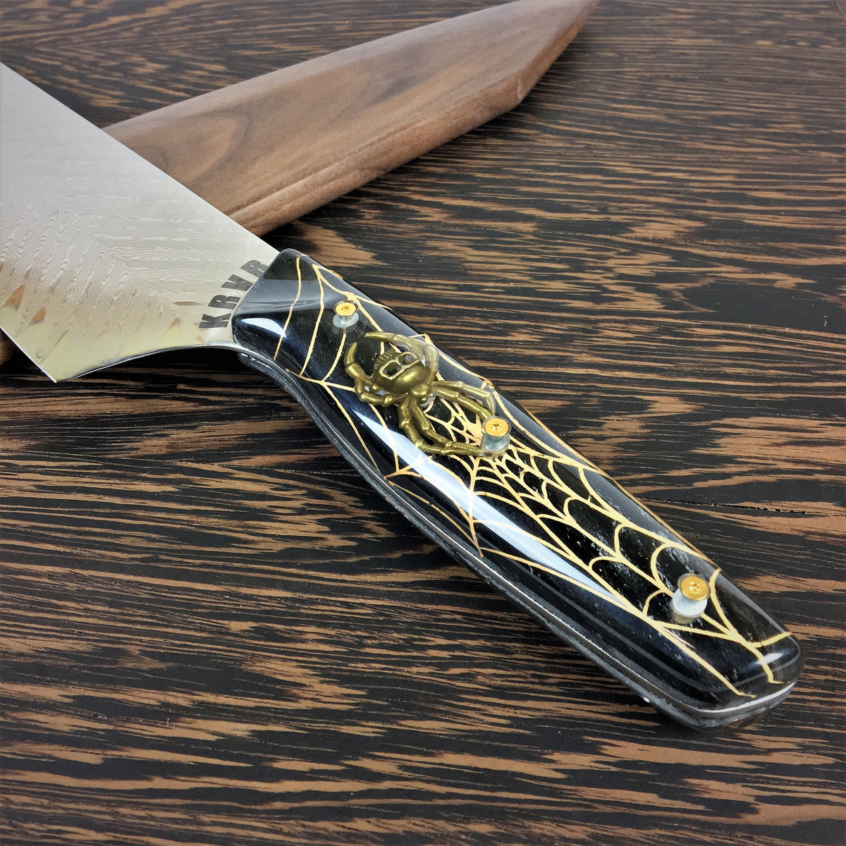 Golden Widow - Gyuto K-tip 10in Chef&#39;s Knife - Herringbone Damascus