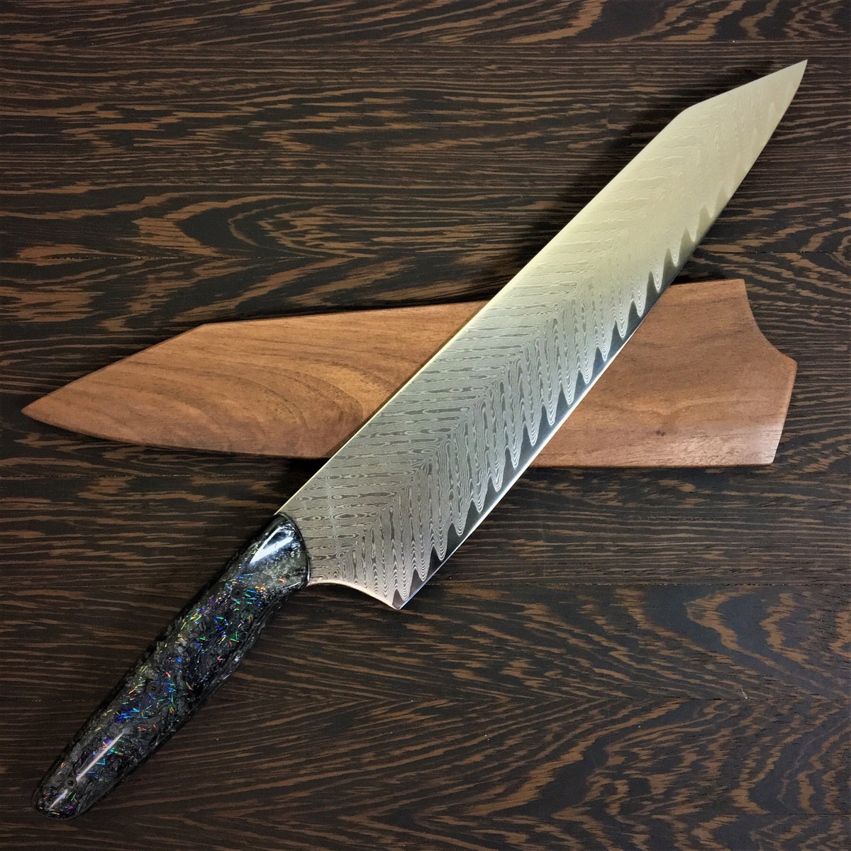 Galactique - Gyuto K-tip 10in Chef&#39;s Knife - Feather Damascus