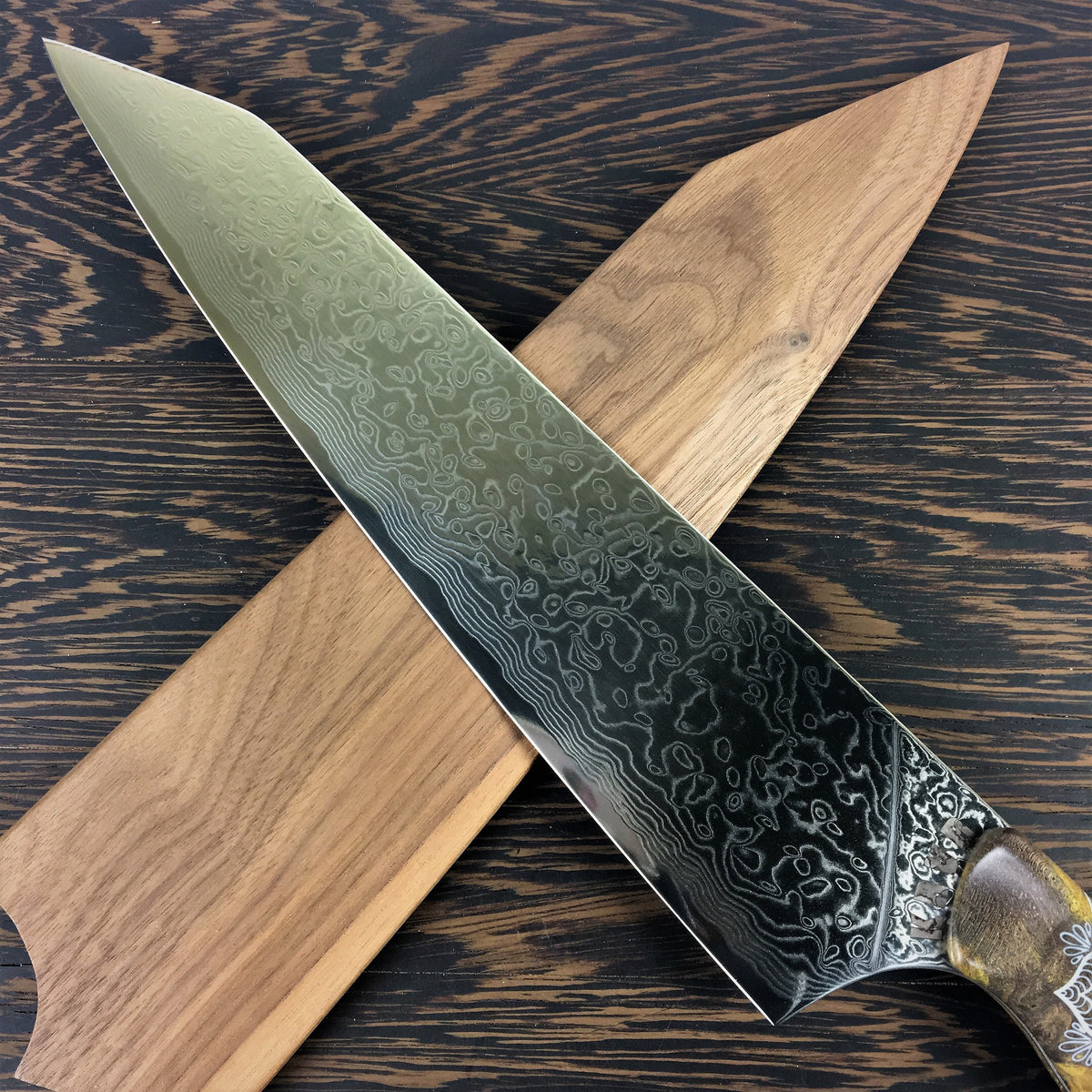 Yin Yang Mandala - 10in K-tip Gyuto - Raindrop Damascus