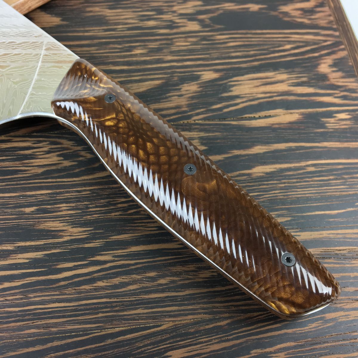 Brown Trout - Gyuto K-tip 10in Chef&#39;s Knife - Herringbone Damascus