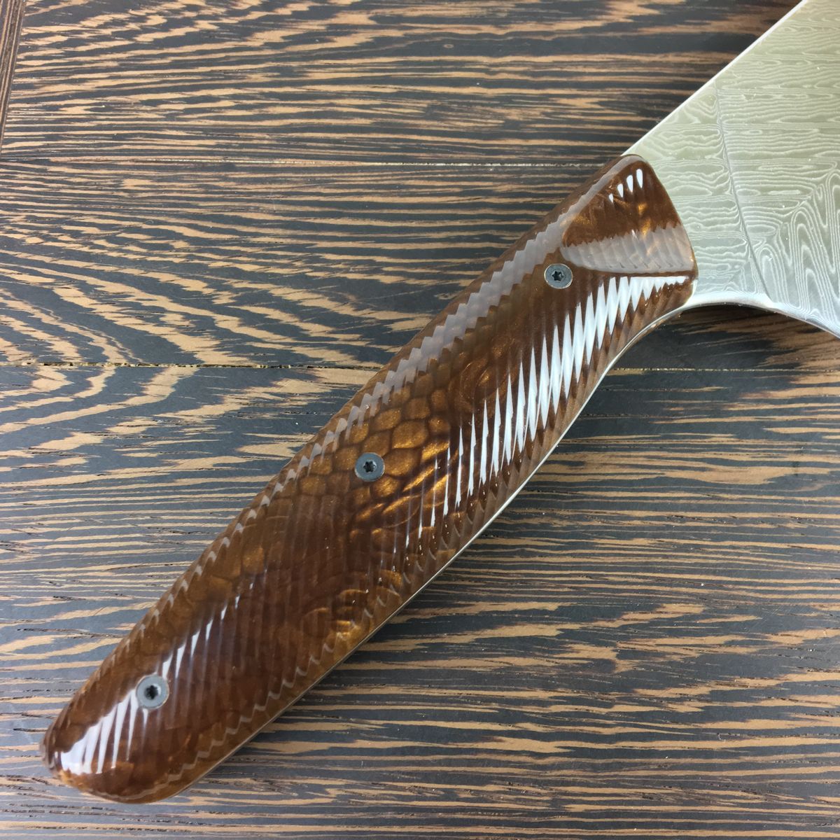 Brown Trout - Gyuto K-tip 10in Chef&#39;s Knife - Herringbone Damascus