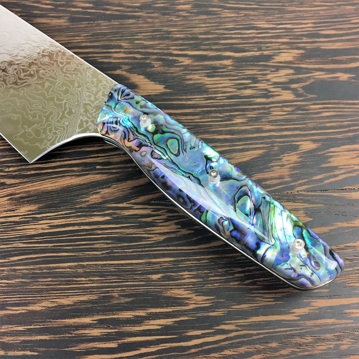 Son Of A Pearl - Gyuto K-tip 10in Chef&#39;s Knife - Mother of Pearl Damascus - Paua Abalone Handle