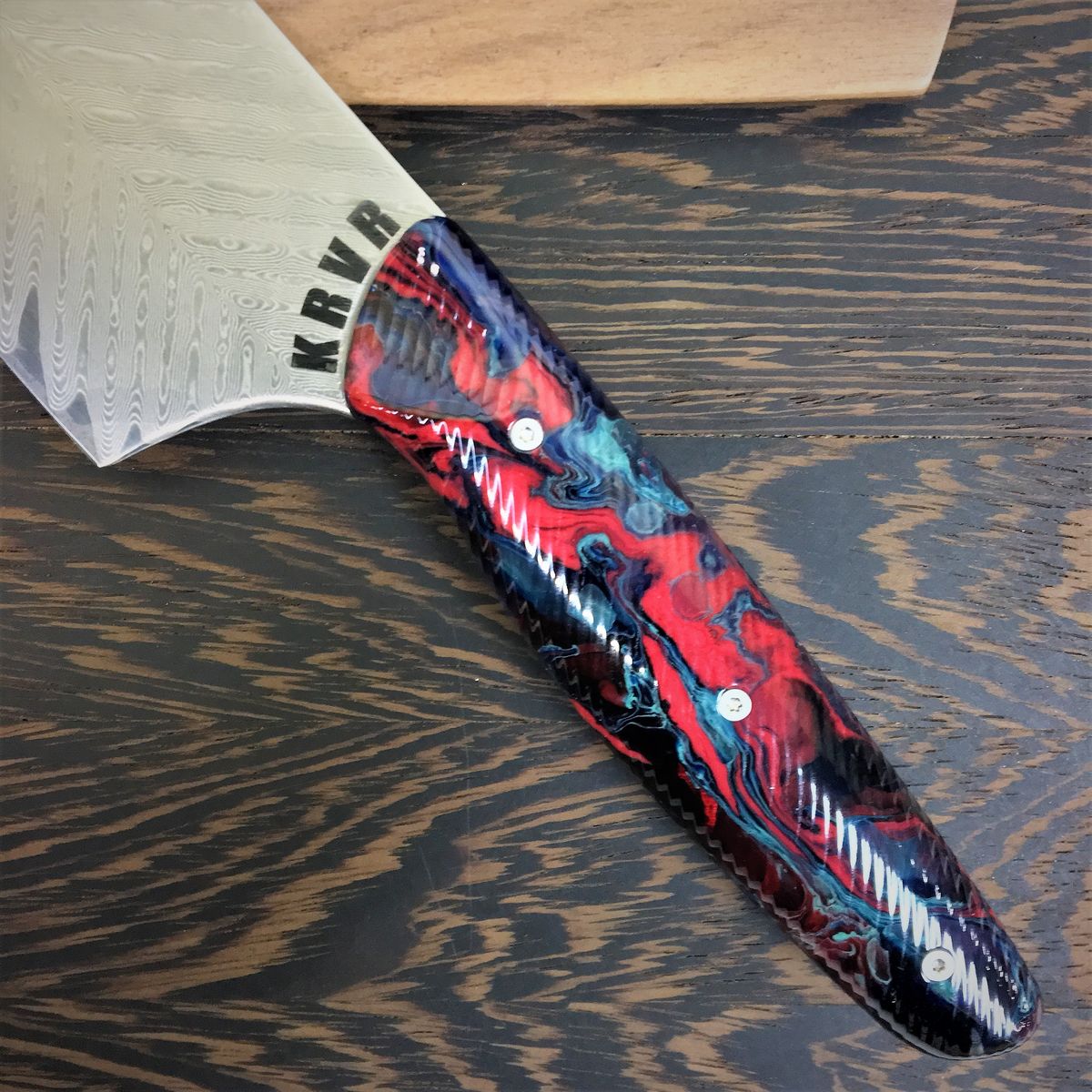 Red Smoke - Gyuto K-tip 10in Chef&#39;s Knife - Feather Damascus