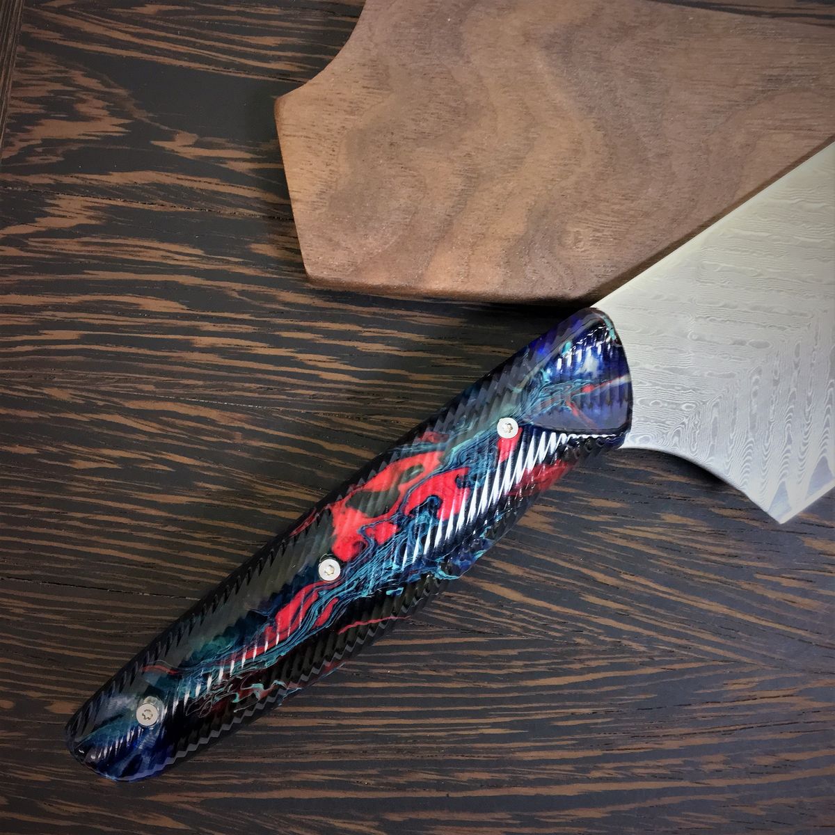 Red Smoke - Gyuto K-tip 10in Chef&#39;s Knife - Feather Damascus