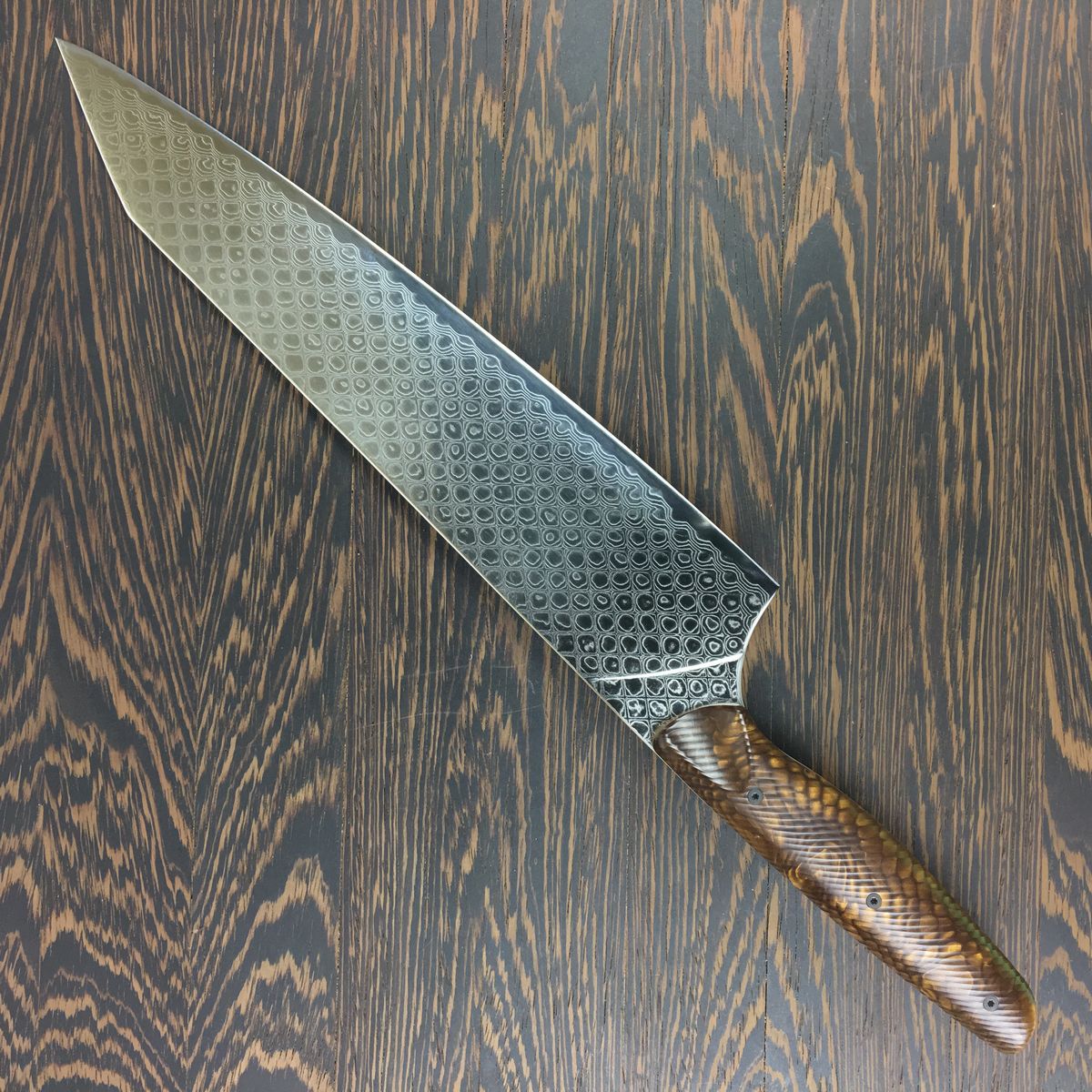 Bronze Dragon - Gyuto K-tip 10in Chef&#39;s Knife - Dragonscale Damascus - SOLD