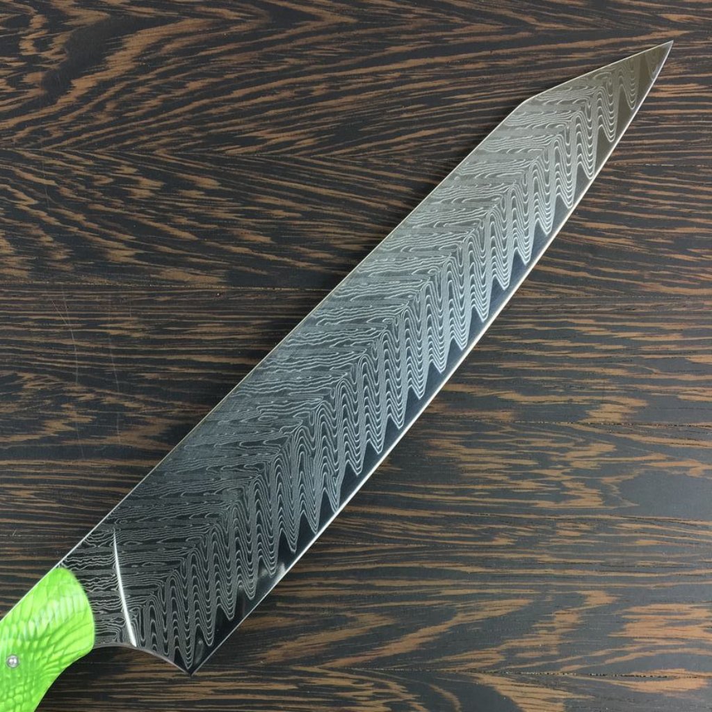 Gyuto K-tip 10in Chef&#39;s Knife - Herringbone Damascus - BLADE ONLY