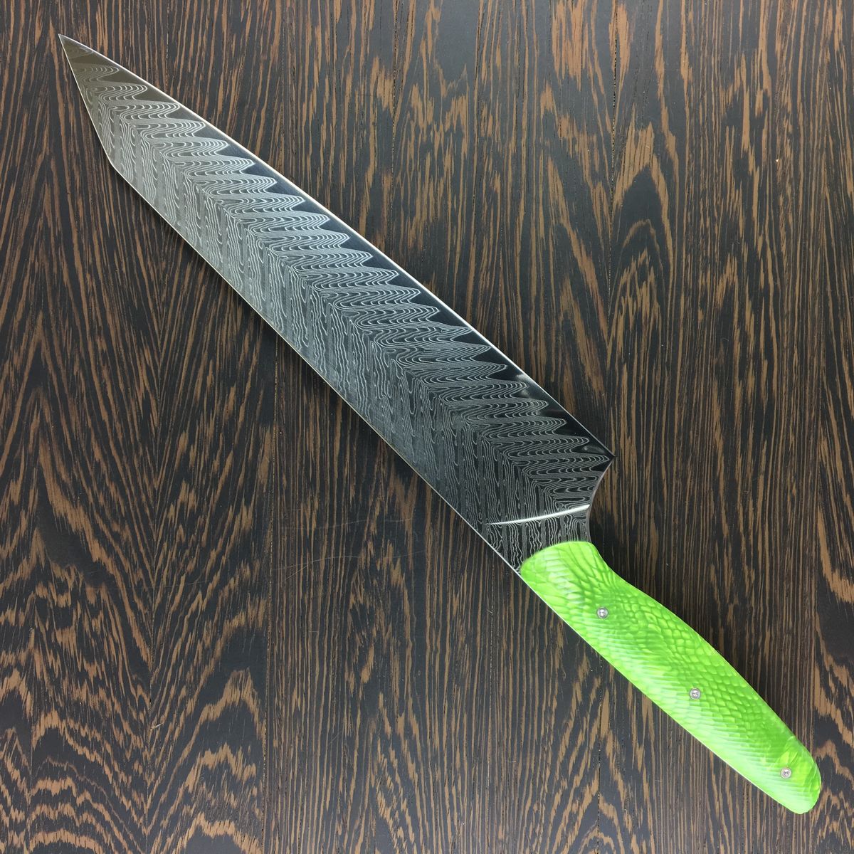 Green Mamba II - Gyuto K-tip 10in Chef&#39;s Knife - Herringbone Damascus
