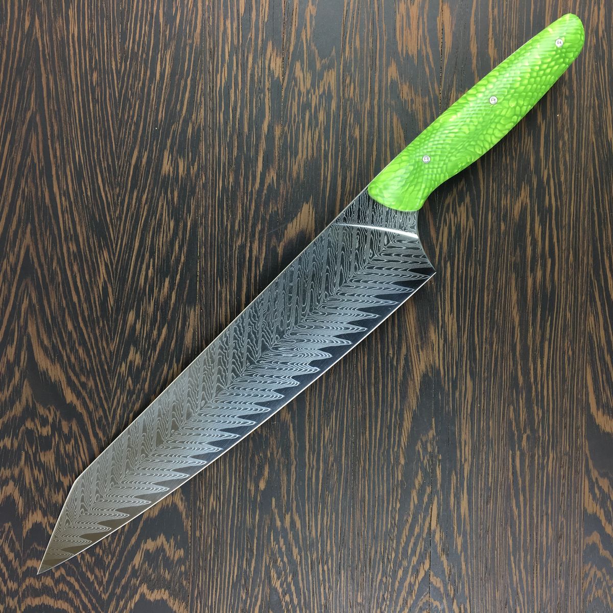 Green Mamba II - Gyuto K-tip 10in Chef&#39;s Knife - Herringbone Damascus