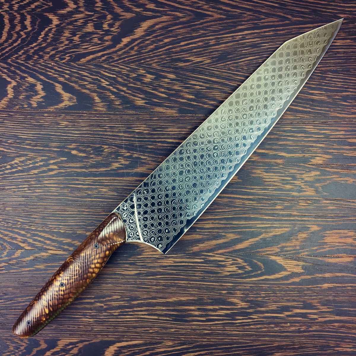 Bronze Dragon II - Gyuto K-tip 10in Chef&#39;s Knife - Dragonscale Damascus - SOLD