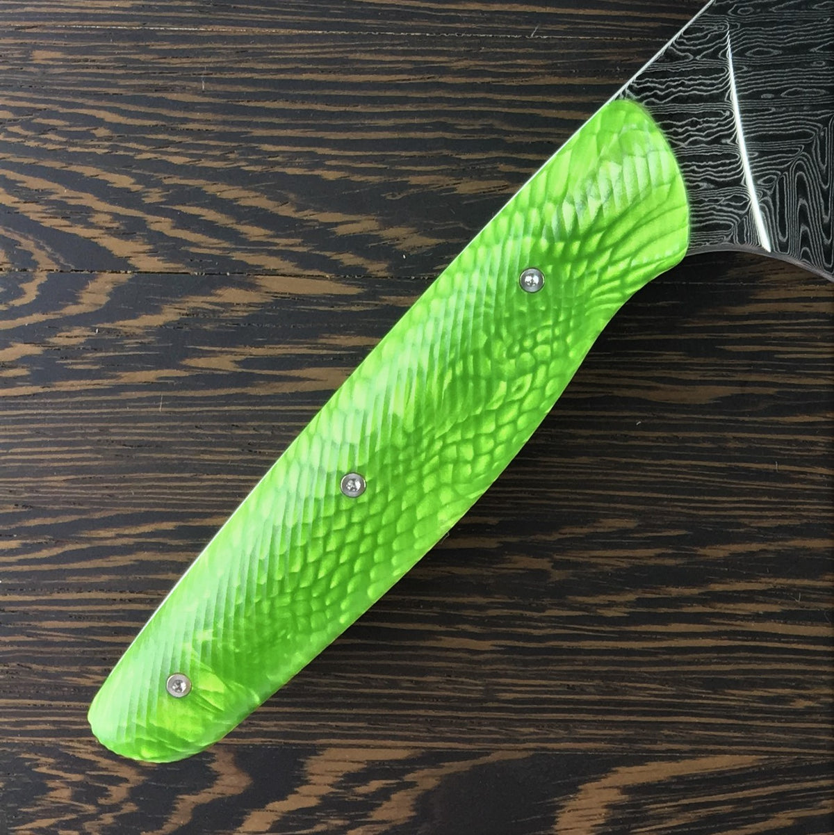 Green Mamba II - Gyuto K-tip 10in Chef&#39;s Knife - Herringbone Damascus